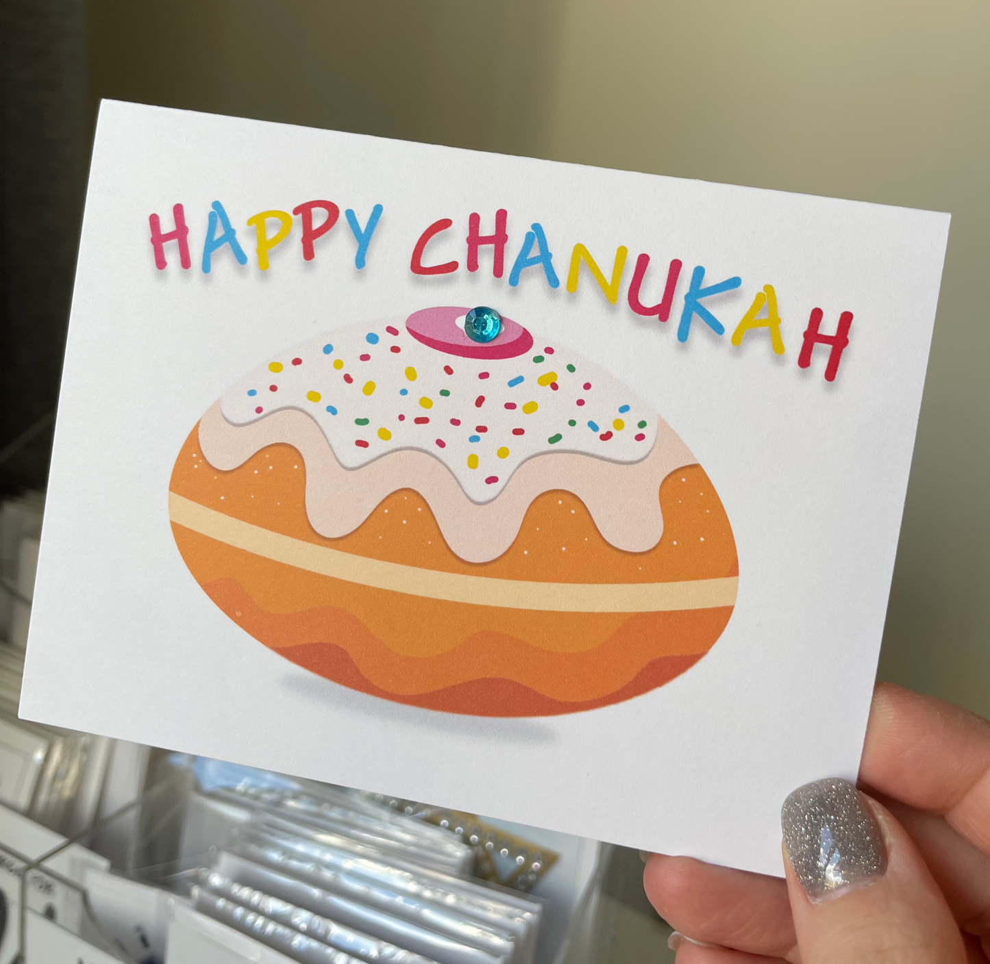 Large Donut Greeting Card | Sufganyot | Happy Chanukah Greeting Card