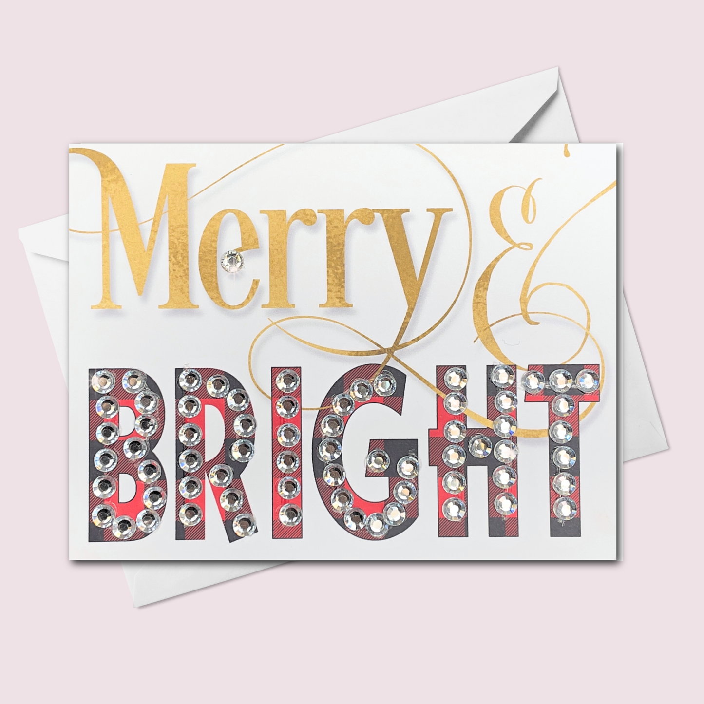 Merry Christmas - Merry & Bright! Red Plaid Greeting Card