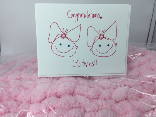 Congratulations! It's Twin Girls! Greeting Card