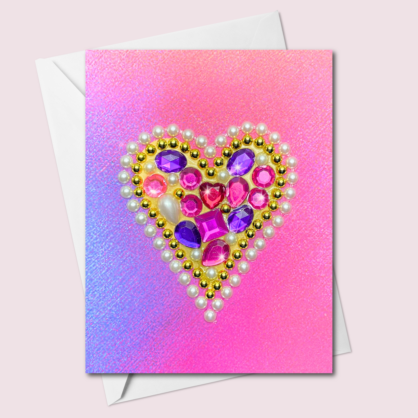 Sparkly Heart on Pink and Purple Watercolour Background 💜