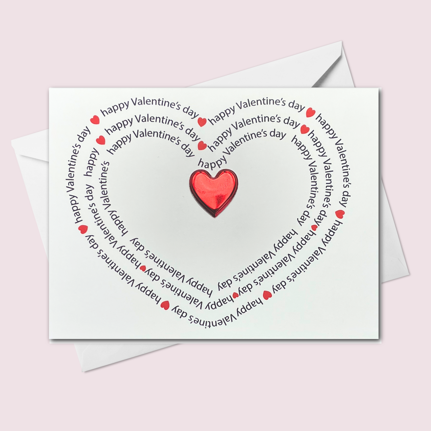 Text Happy Valentine's Day Heart - Handmade Greeting Card