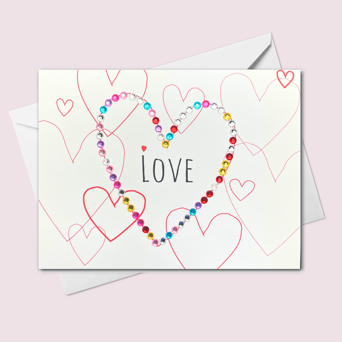 Love in Hand Drawn Hearts Greeting Card