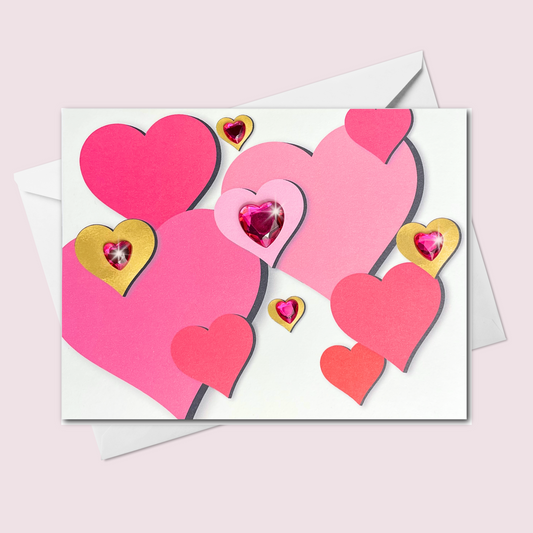 Layered Hearts Valentine's Day Handmade Greeting Card