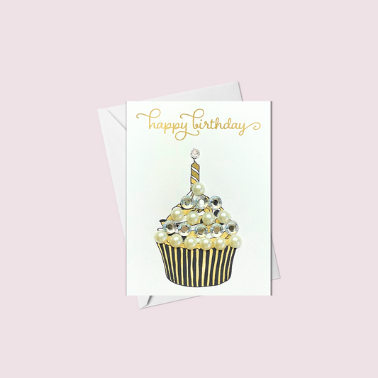 Mini Chocolate Swirl Cupcake Happy Birthday Greeting Card