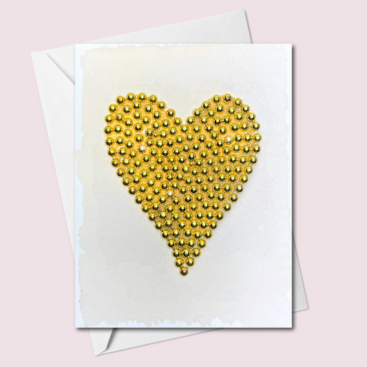 Gold Beaded Heart Greeting Card