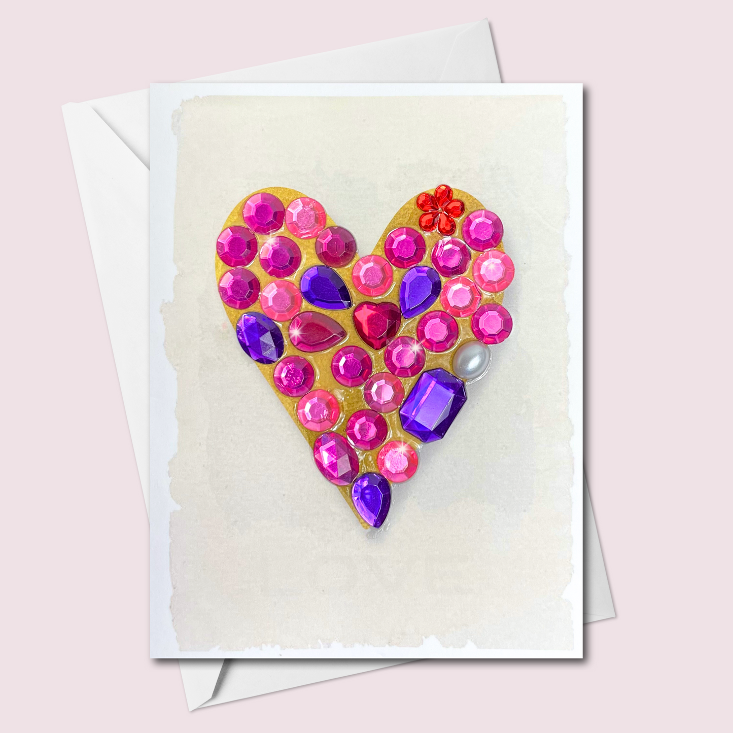 Pink and Purple Gem Heart Card