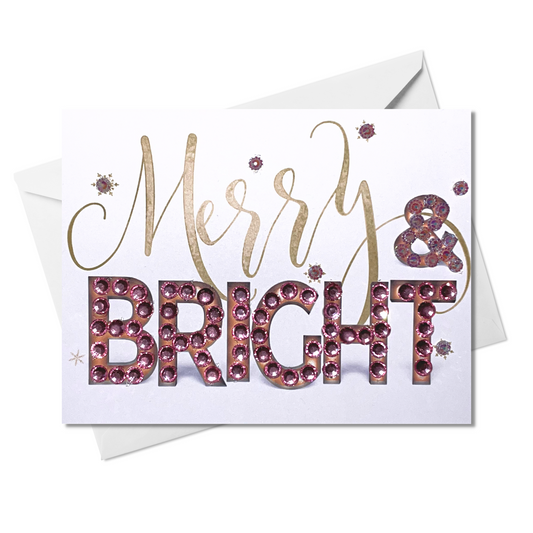 Merry Christmas - Merry & Bright! Greeting Card Gold