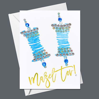 Mazel Tov Bar/Bat Mitzvah - Blue and Gold Torah Scroll