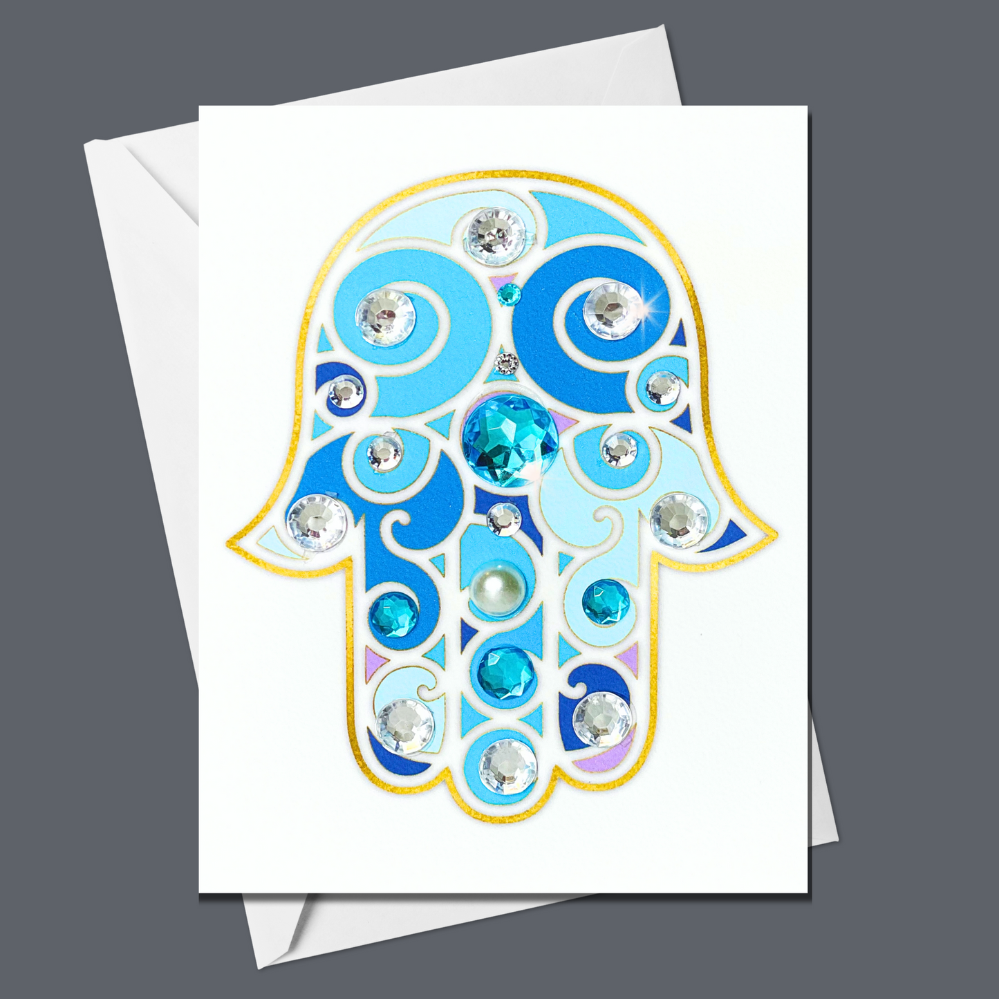 Blue and Gold Hamsa Greeting Card