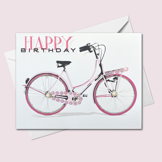 Happy Birthday Pink Bike Greeting Card