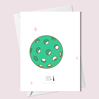 Pickleball Birthday Card – Happy Birthday Pickleball Card with Hand-Embellished Gems | Paddle Design | Blank Inside