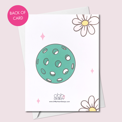 Happy Birthday Card with Pickleball Patch | Keepsake Sticker or Sew-On Patch