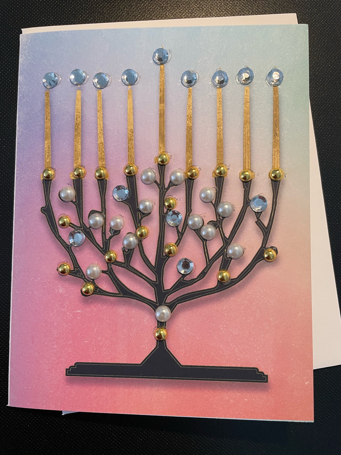 Chanukah Menorah Watercolour with Pearls