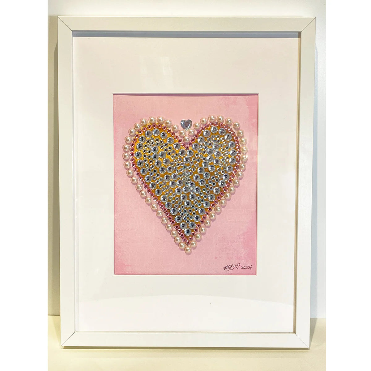 Crystal sparkling heart framed