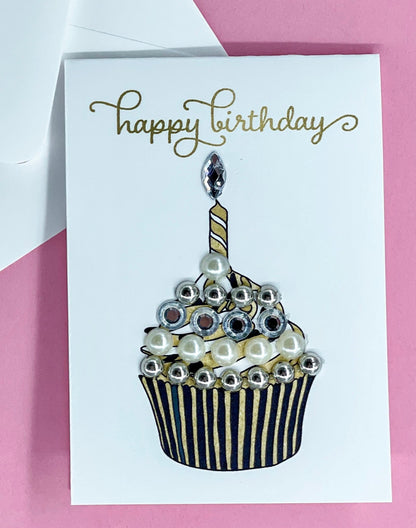 Mini Chocolate Swirl Cupcake Happy Birthday Greeting Card