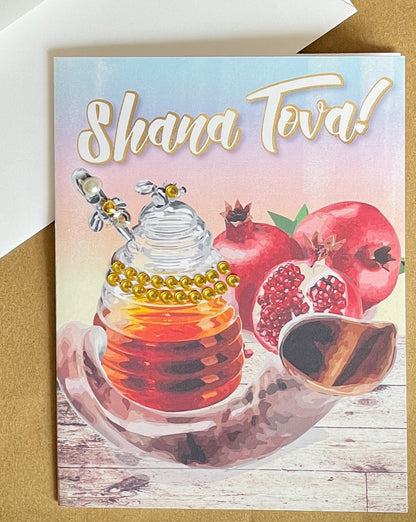 Shana Tova! Pomegranate & Honey Jar - greeting card