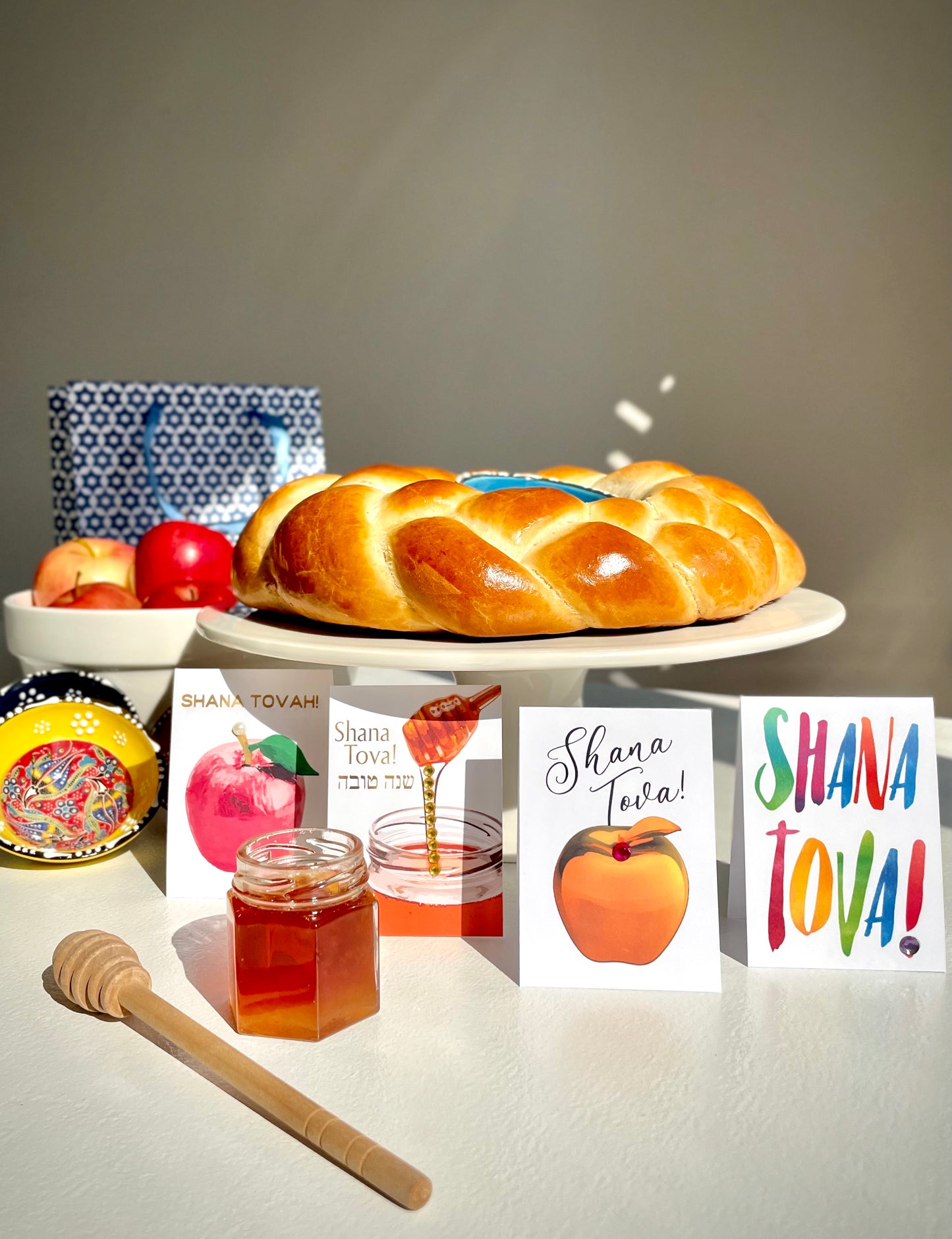 Mini Shana Tova Cards Set | 4 Handmade Rosh Hashanah Greeting Cards | Jewish New Year
