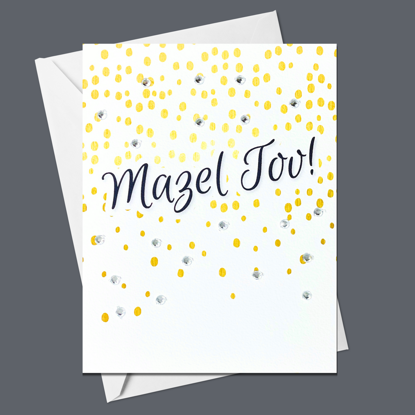 Mazel Tov Gold Confetti Black Font