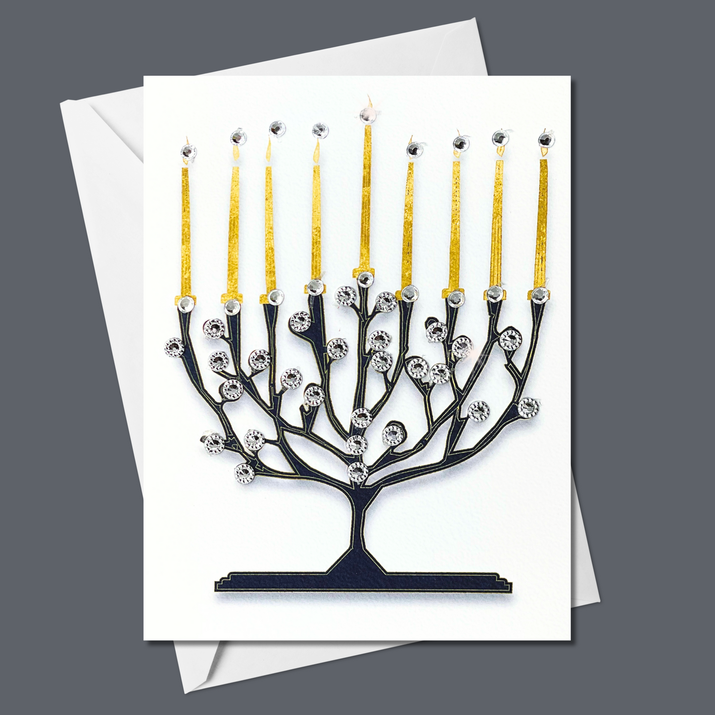 Black Menorah Greeting Card