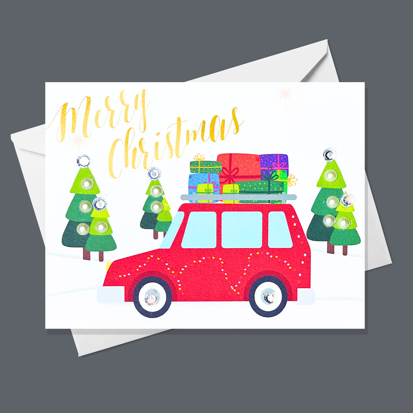 Merry Christmas Red Truck Greeting Card