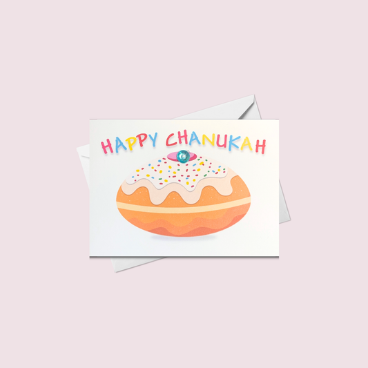 Mini Single Donut Greeting Card | Sufganyot | Hanukkah Greeting Card