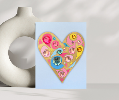 Art Deco Gold Heart Greeting Card