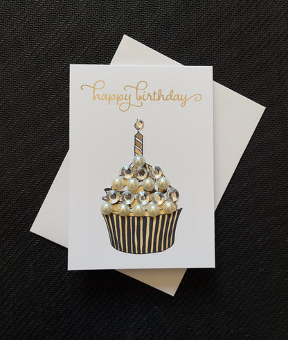 Mini Chocolate Swirl Cupcake Happy Birthday Greeting Card