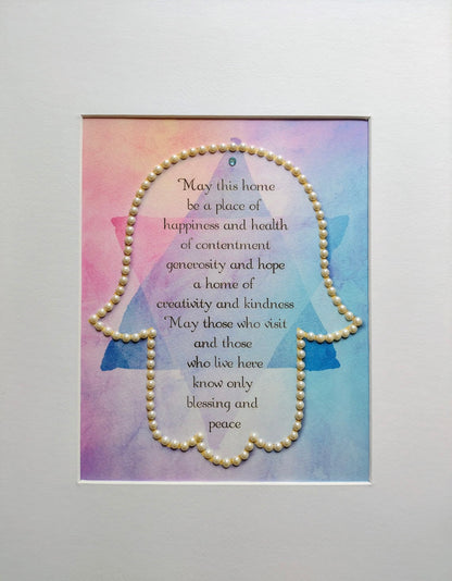 Framed Hamsa Home Blessing Wall Art | Hand-Embellished Judaica Decor | Modern Jewish Home Gift | Ready to Hang