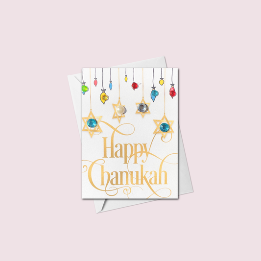 Mini Happy Chanukah Card with Ornament Lights