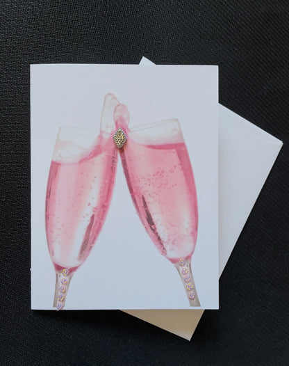 Rose Champagne Greeting Card