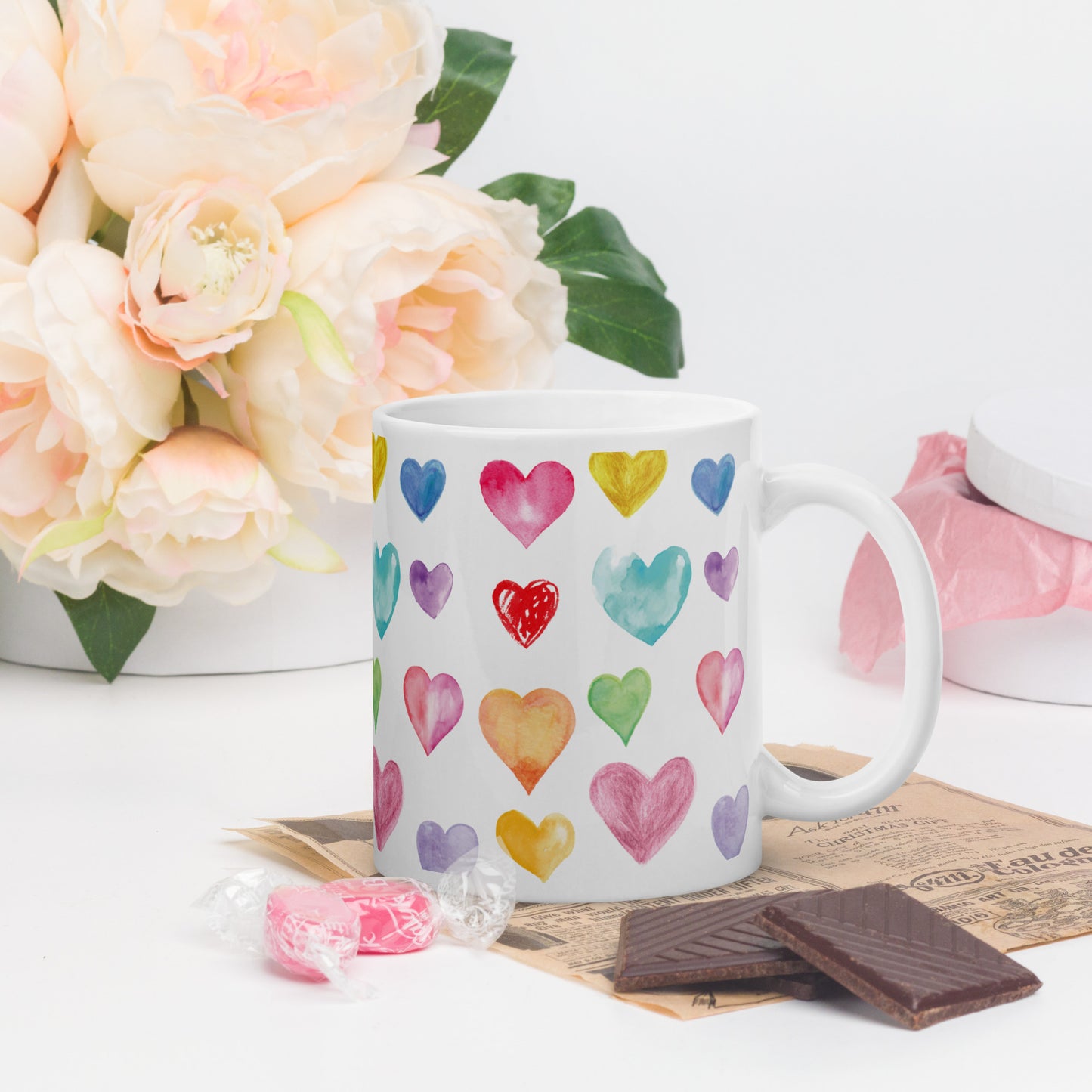 Watercolour Hearts Coffee/Tea mug