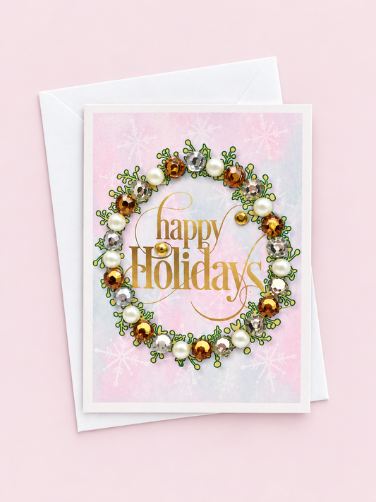 Wreath mini with a white envelope on a pale pink background