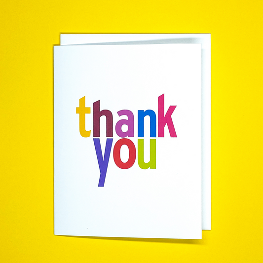 bright colour thank you card, blank inside