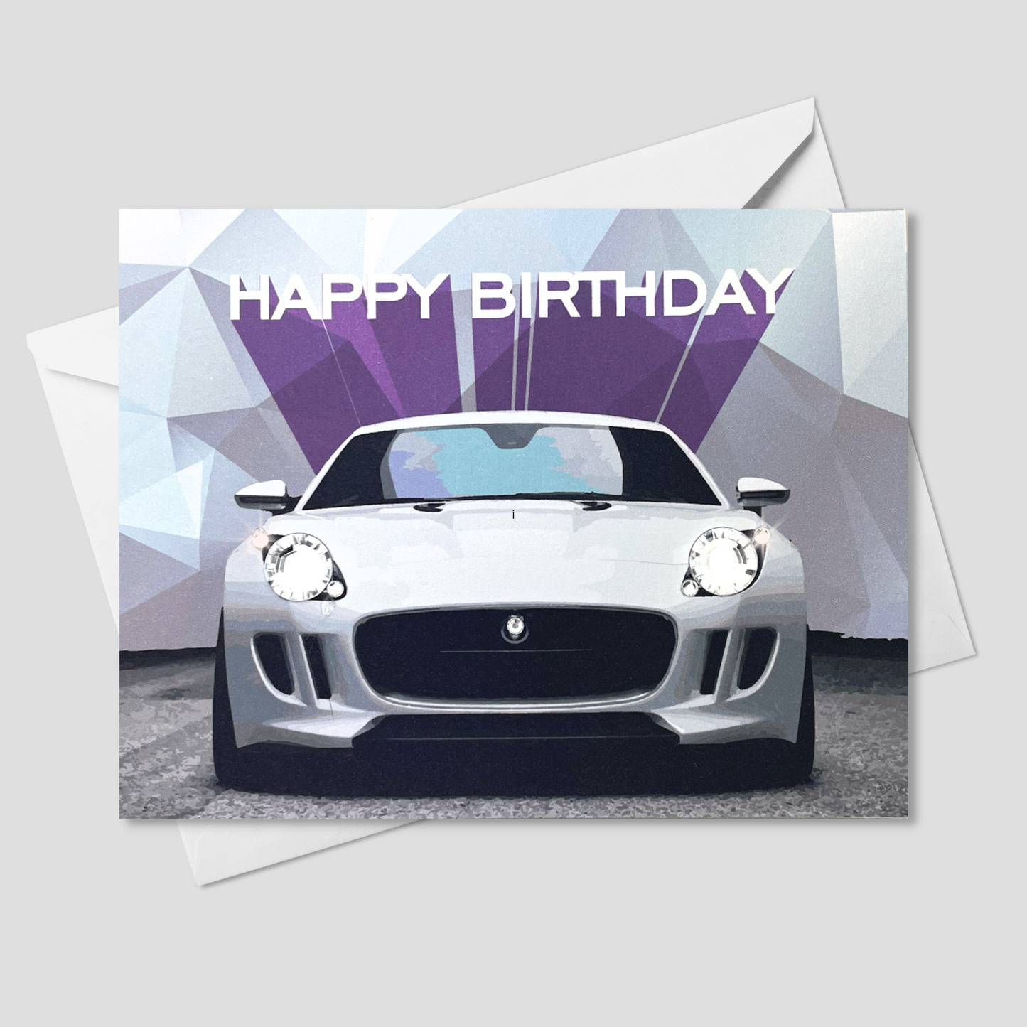Happy Birthday White Sports Car