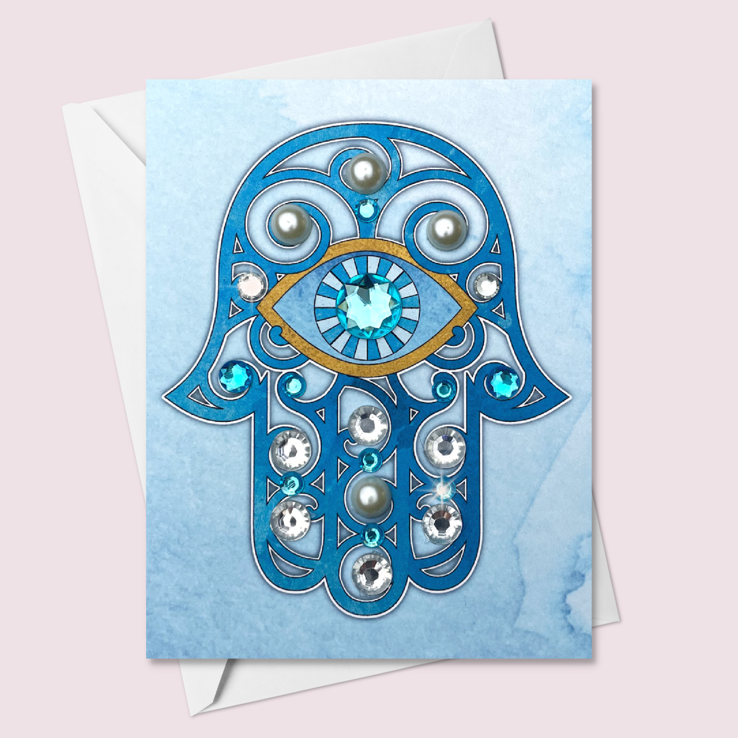 Blue Hamsa Greeting Card