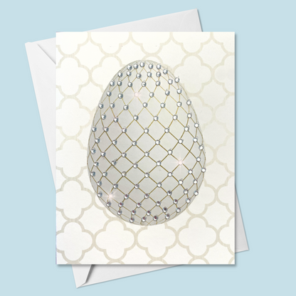 Faberge style Easter egg greeting card with hand-applied sparkling details