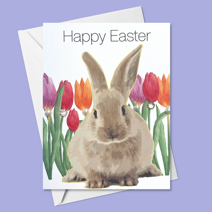 Easter bunny greeting card with hand-applied sparkling details