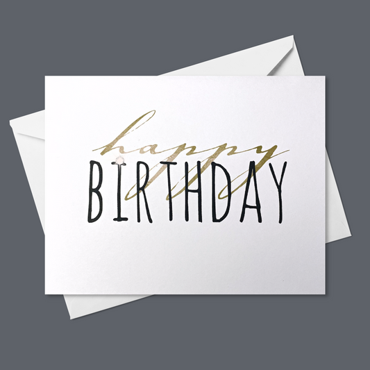 Black and Gold Happy Birthday Greeting Card