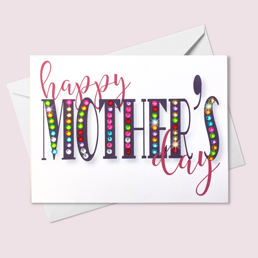 Happy mother's day colourful rhinestones