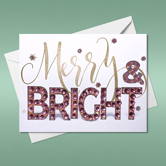 Merry Christmas - Merry & Bright! Greeting Card Gold