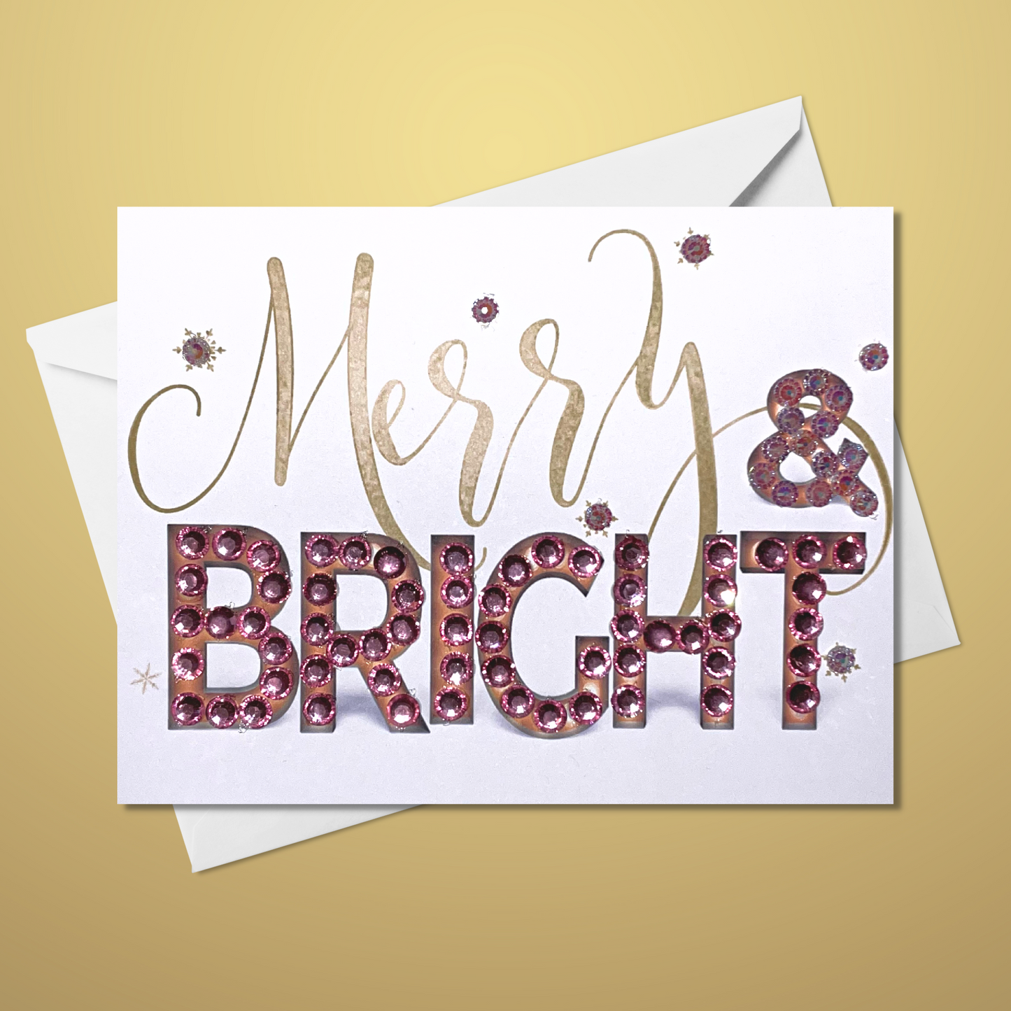 Merry Christmas - Merry & Bright! Greeting Card Gold