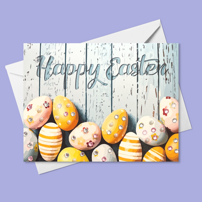 Happy Easter greeting card with hand-applied sparkling details