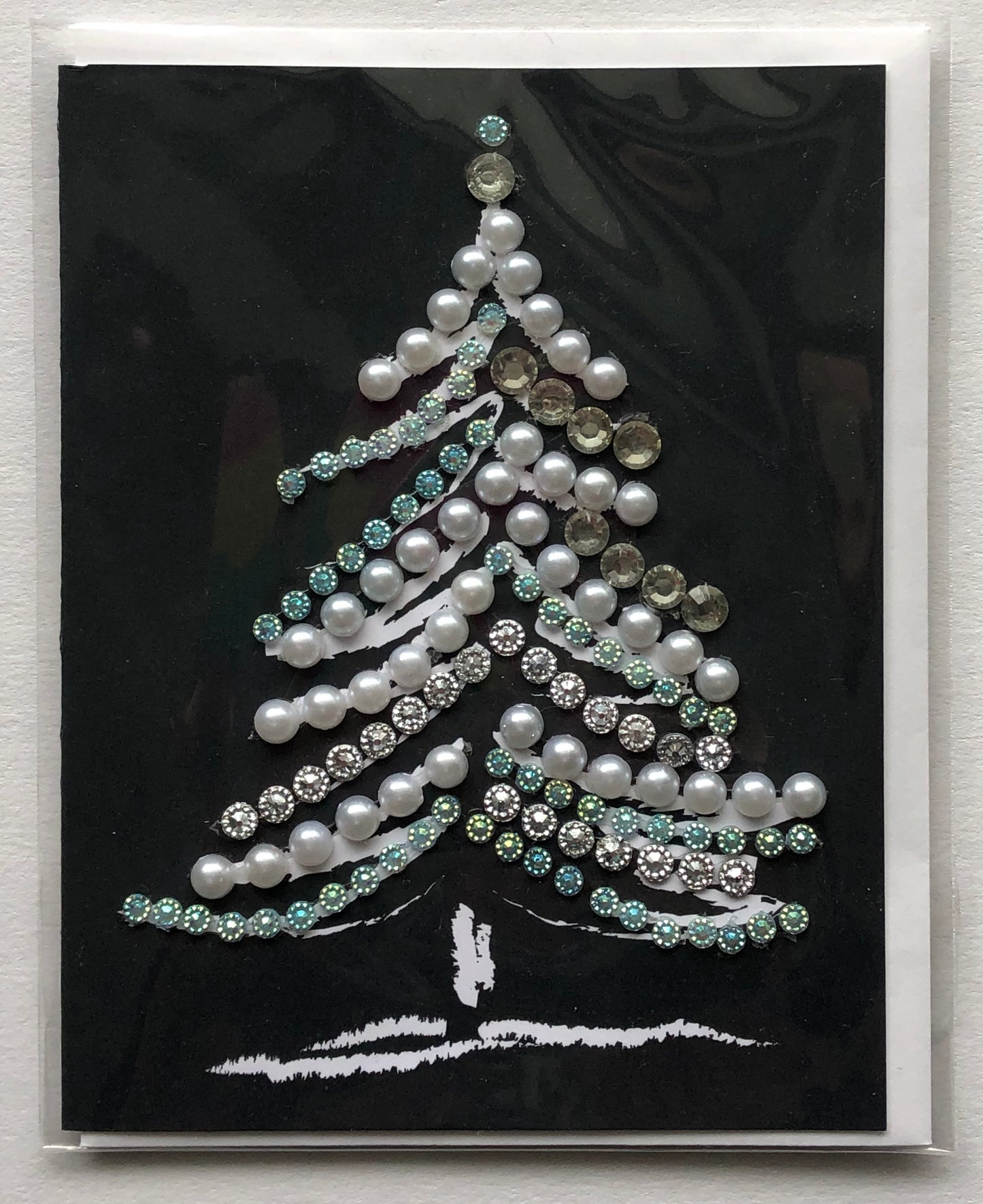 Christmas Tree Greeting Card Black