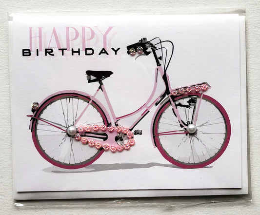 Happy Birthday Pink Bike Greeting Card