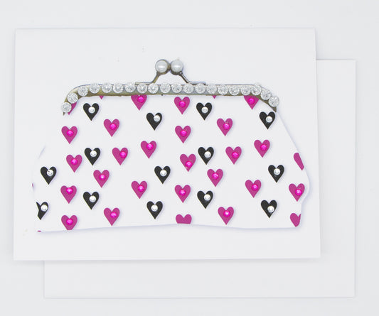 Pink Heart Purse Greeting Card