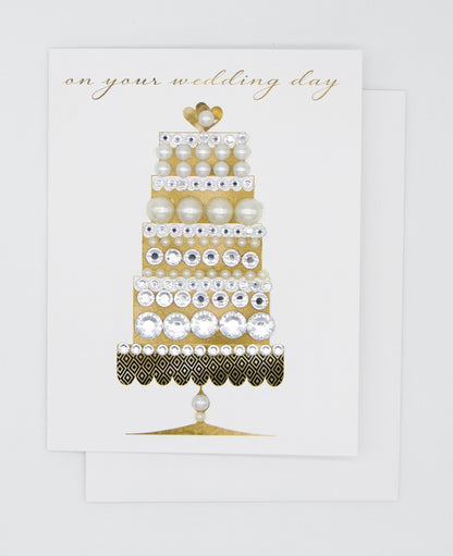 On Your Wedding Day Gold Cake Greeting Card