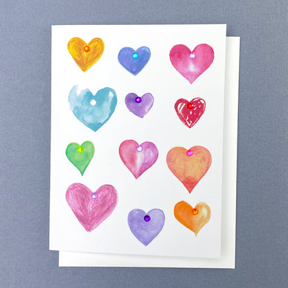 Multi-Hearts Watercolour