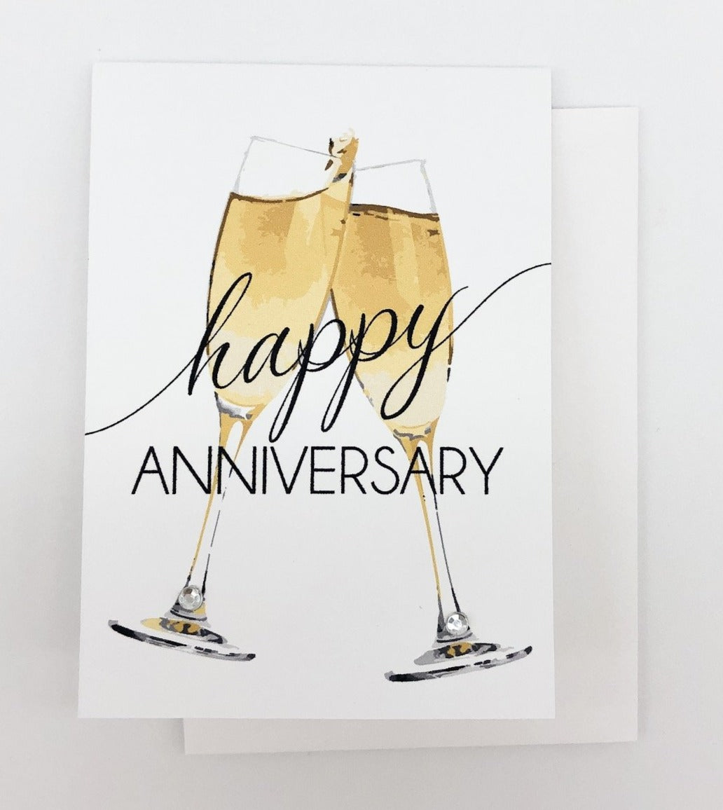 Happy Anniversary Champagne Greeting Card Mini Size