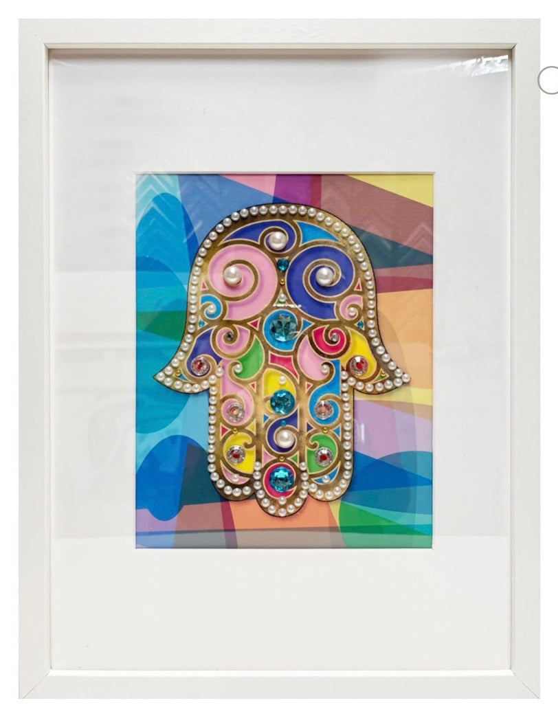 Large Stained Glass Design Hamsa Home Blessing