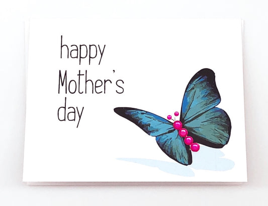 Happy Mother's Day Blue Butterfly Greeting Card